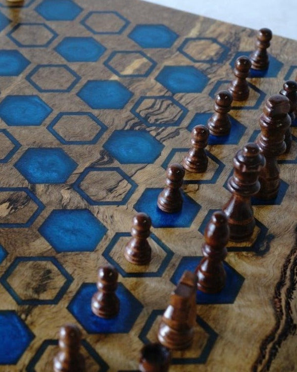 Timber Grooves Chessboard with Resin Inlay